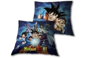 AYMAX Coussin Son Goku Kamehameha avec Vegeta, Beerus, Piccolo Super 30 x 30 cm