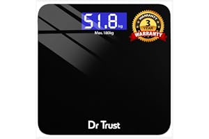 Dr Trust USA Zen Rechargeable Digital Electronic Weight Machine, CE approved with 3 Years Warranty, For Human Body 180Kg Capacity, Tempered Glass, LCD Display Personal Weighing Scale - 503 (Black)