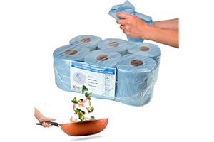 BLANCO PLATA Bobina Papel secamanos mecha laminada (6 Rollos de 100m AZULES)