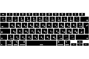 MiNGFi Silikon Deutsche QWERTZ Tastaturschutz für MacBook Air 13" A2179 (2020), A2337 (M1, 2020–2022) EU/ISO Tastaturlayout - Schwarz