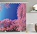 Produktbild HiExotic Duschvorhang Whimsy House Decor Shower Curtain Cherry Blossom with Clear Sky Sunny Day View Country Road Garden Spring Landscape,Non-Toxic Waterproof Decor,Fuchsia Blue,60X72In