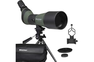 Celestron 52329 LandScout 80mm Cannocchiale ad angolo rinforzato in gomma, ottica completamente rivestita, oculare zoom 20–60x, treppiede da tavolo e adattatore per smartphone, Verde
