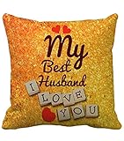 Tied Ribbons Best Karwa Chauth Gift For A Loving Husband Cushion (12 Inch X 12 Inch) With Filler