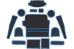 LFOTPP Compatible with Fiesta ST MK8 Rubber Mats, Drink Holder, Interior Door Mats, Centre Console, Non-Slip Mats, Door Slot Mat, 14 Pieces (Blue For Left)