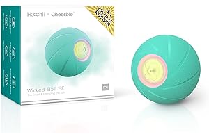 Cheerble [Version Caoutchouc Amélioré Balle Interactive pour Chien, Jouet Interactif Chien, Balle Roulante Active, Wicked Balle Intelligente pour Chiens Petites avec 3 Modes Interactifs, Cyan