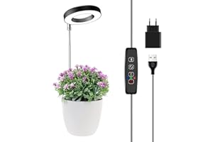 ‎WIAXULAY Wiaxulay Pflanzenlampe LED, Vollspektrum Pflanzenlicht für Zimmerpflanzen, Höhenverstellbares Zoll höhenverstellbares LED-Wachstumslicht mit Timer 3/9/12 Std, 3 Lichter Modi,10 Helligkeit, USB Adapter