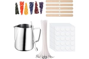 Scentoria Kerzen Selber Machen Set, Kerzenwachs zum Gießen, Wachsschmelztopf 550 ml, 100 Kerzendochte, 6 Kerzenfarbe, 100 Kerzen Aufkleber, 5 Dochthalter, Candle Making Kit A