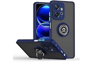 UPLAI Funda para Xiaomi Redmi Note 12 4G, Antigolpes Ultra Delgado Carcasa con Soporte Magnético Anillo, PC + Suave TPU Bumper Moda Escarchado Estuche Caso.(Azul Real)