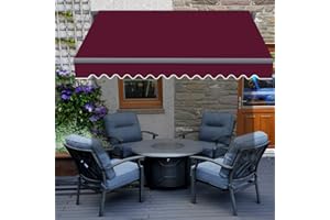 Green Bay Retractable 2m x 1.5m Awning DIY Patio Awning Garden Canopy Outdoor Sun Shade Shelter with Fittings and Crank Handle - Wine Red