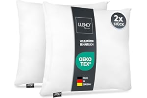 LILENO HOME Coussin en microfibre 45 x 45 cm [lot de 2] lavable jusqu'à 95 degrés avec fermeture éclair - Coussin 45 x 45 cm comme rembourrage pour coussin de lit ou comme coussin décoratif