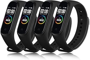 Tobfit 4 PCS Correas para Xiaomi Mi Band 4 / Xiaomi Mi Band 3 Mujer Hombre, Correa de Silicona, Pulseras de Repuesto Deportiva Ajustable para Xiaomi Mi Band 4 / Mi Band 3