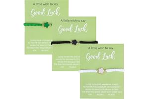 JCSJK Good Luck Bracelet, 3Pcs Make a Wish Wristbands, Fashion Personality Lucky Charm Shamrock, Make a Wish Thoughtful Gift for Good Luck at Wedding School University Exams New Job