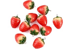 FASHEWELRY Fashewlery - 10 ciondoli a forma di fragola, in resina, con ciondolo a forma di frutta e cartoni animati, per braccialetti fai da te, 28~29 x 20 mm