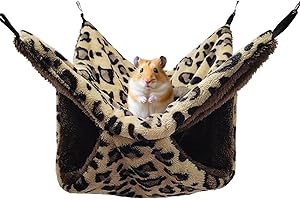 DiiWmme Hamster Hammock, Guinea Pig Hideouts，Chinchilla for Guinea Pigs, Ferrets and Other Small Pets, Cage Accessory for Hiding, Playing and Sleeping (Leopard Print)