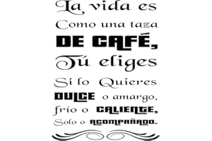 DOCLIICK Pegatina Decorativa Cocina Restaurante Bar. Vinilo para cocina y cafetería restaurante. Decoración cocinas pegatinas pared (LA VIDA ES COMO UNA TAZA DE CAFÉ, 20cm (ancho) x 30cm (alto))