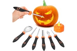 YECNA Set de Calabaza Tallado de Halloween,6 Piezas Pumpkin Carving Kit para Halloween Decoración Inoxidable Calabaza lámpara Talla Herramienta DIY Calabazas Decoración para niños Calabazas fáciles tallar