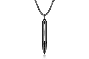 AllerPierce Cremation Urn Necklace Stainless Steel Ashes Keepsake Bullet Pendant Memorial Jewelry for Women Men