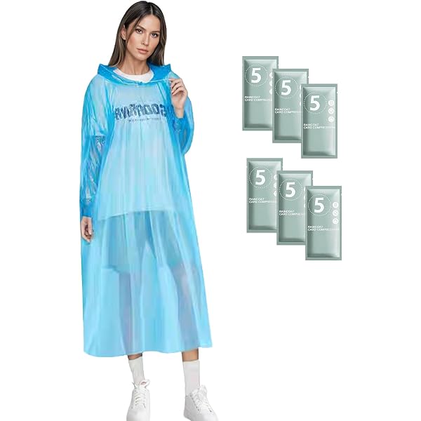 Hagon PRO Poncho antipioggia usa e getta per adulti - 5 pezzi di qualità premium, 100% impermeabile, con cappuccio – per concerti, parchi divertimenti, campeggio