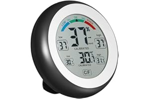 Jiguoor Thermomètre numérique multifonctionnel, hygromètre, affichage de la tendance de l'humidité de la température Meter-Max & Min Value avec écran tactile ℃/℉