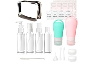 FINEASY 16 Stück Reiseflaschen zum BefüLlen Toilettenartikel, Reiseflaschen Set Auslaufsicher NachfüLlbar, Reiseset Kosmetik Leer Kosmetik Behälter für SpüLung Shampoo Lotion Duschgel (BPA-frei)