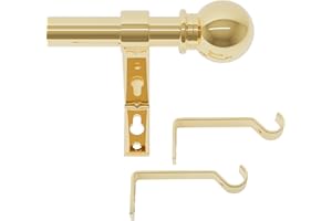 GSBLUNIE gardinenstange gold 68 to 222 cm, wandmontage messing gardinenstangen set, Metall 16mm durchmesser gardinenstange 2.2m lang, gardinenstange für outdoor wetterfest