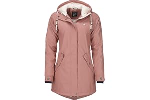 Dry Fashion Damen Regenmantel Malmö - Frauen Regenjacke Jacke mit Kapuze Lang Winddicht Wasserdicht Gefüttert mit Teddyfleece