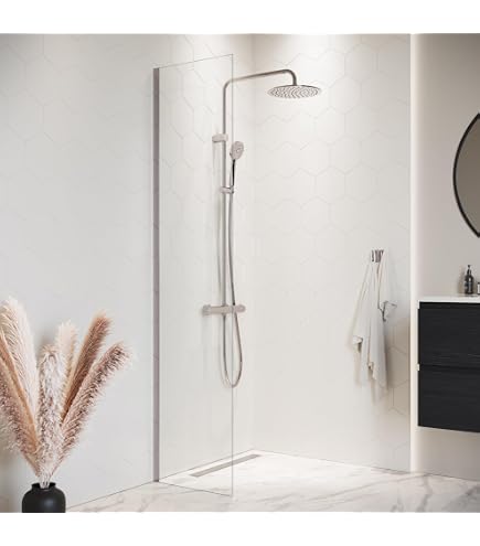 Duschabtrennung 70 Cm Breit, 200 Cm Hoch – Walk-in Dusche Mit Milchglas-Streifen & Glasschutzfolie