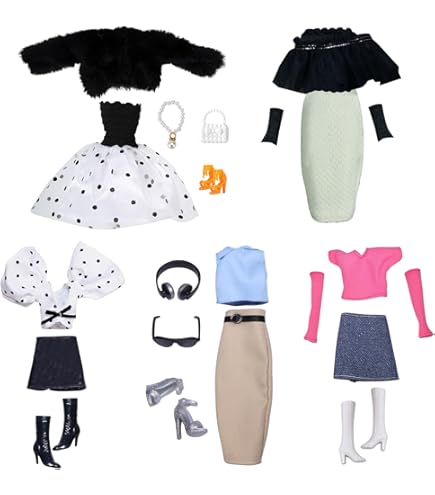 Kleding en accessoires Compatibel met Barbie-kleding, inclusief 6 bruidsjurken 3 modieuze jurken 1 top broek 1 bril 1 hoofdtelefoon 8 badpak 10 paar schoenen voor 29 cm poppen