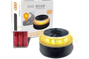 SOS ROAD Connected - Luz de Emergencia con Geolocalización para Coche Homologada DGT 3.0 (Obligatoria) - Baliza v16 con Plan Datos Gratuítos hasta 2038 - Base Magnética - Resistente Agua y Polvo (1)