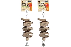 Ruff N Tumble 2 X LARGE 30 CM BARK N BEAK NATURAL WOODEN PARROT CAGE TOY WITH BELL 217777