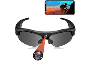 CYI Gafas de Sol con Cámara HD 1080P, Mini Cámara de Acción WiFi, Gafas Portátiles Cámara Deportiva Vlog para para Ciclismo, Senderismo, Regalos