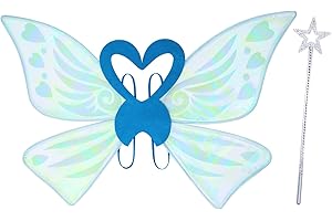 Orgoue Fairy Wings, Angel Wings Butterfly Wings Tinkerbell Fairy Wings Adult Kids Women, Halloween Costumes Wings with Fairy Wand for Halloween Carnival World Book Day Dress Up Party Favor