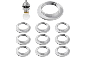 Lyeteung 10 Pezzi E14 Anello a Vite Paralume, Paralume Anello Convertitore, Plastica Paralume Anello Riduttore Utilizzato, per Lampada da Tavolo Lampada da Comodino, Bianco