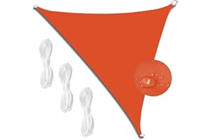 MEEYI Dreieck Sonnensegel 4x4x4m Sonnensegel Sonnenschutz Set 98% UV Schutz Sonnenschutz Wasserdicht für Garten Balkon Camping Outdoor mit Seil Mandarinr