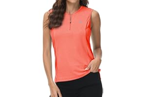 MoFiz Donna Senza Maniche Maglietta Canottiera Camicia Golf Tennis Estiva Traspirante con Cerniera