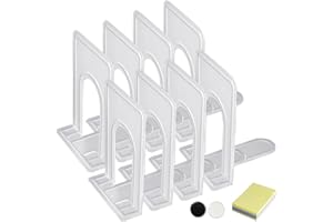 DARUITE Serre Livre, Cale Livre Presse Livre Serre Livres en Métal Accessoires Bureau Rangement Livre, pour la Maison, Bureau, l'école, Bibliothèque (4 Paires,126 x 147x 170 mm,Blanc)