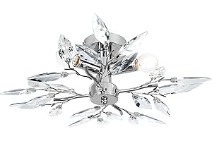 Jago® Plafonnier - 3 Ampoules de Max. 40 W, E14, LED, Design : Feuilles Acryliques Transparentes ou Lilas - Lustre, Lampe de Plafond, Luminaire pour Salon, Chambre (Transparent)