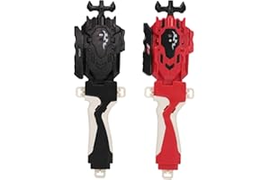 AIBREAY 2 Burst Toupie Launchers avec Grip, L/R Spin DB Layer Launcher, Compatible avec Les gyroscopes Burst-Series, Noir Rouge Set