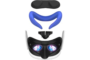 Eyglo Housse en Silicone Compatible avec Quest 3, Couverture Confortable Étanche à la Poussière pour Quest 3, Remplacement avec Coussinet Nasal,Accessoires pour Quest 3 (Bleu)
