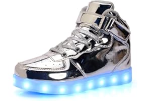 Kauson 7 Farben LED High-Top Schuhe USB Aufladen Leuchtschuhe Licht Blinkschuhe Leuchtende Sport Sneaker Light up Wasserdicht Laufschuhe Gymnastik Turnschuhe Damen Herren Unisex Kinder Shoes 25-46EU