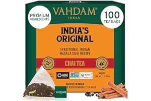VAHDAM, Original Masala Chai Té (100 Piramidales Bolsitas De Té) Masala Chai | Bolsa De Con Especias Chai | 100% Pura Y Natural | Caliente, Frío O Como Kombucha