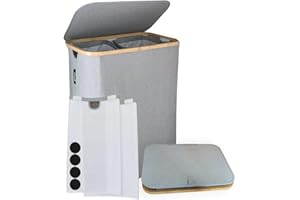 Babylon 3K - Cesto Ropa Sucia Doble con Tapa 140L Bolsas Extraíbles, Contenedor ropa 2 Compartimentos. Cubo Ropa Sucia Grande con Tapa y Separadores, Cesta Colada Plegable Bambú, Baúl Ropa Sucia
