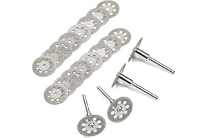 behone Diamante Dischi Taglio, 22mm Dischi Diamantati Mini 20 Pezzi di Tagliante per Taglio Vetro, Gemma di Pietre Preziose e Asta Asse 4 Pezzi per Legno Pietra Metallo