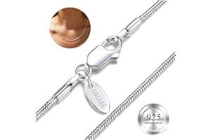LOLIAS Argent Sterling 925 Collier pour Femmes Serpent Chaînes Argent 1,5 MM Longue Chaîne Argent Collier Ras du Cou pour Femmes Hommes Bijoux Brillants Cadeaux 40/45/50/55/60/65CM