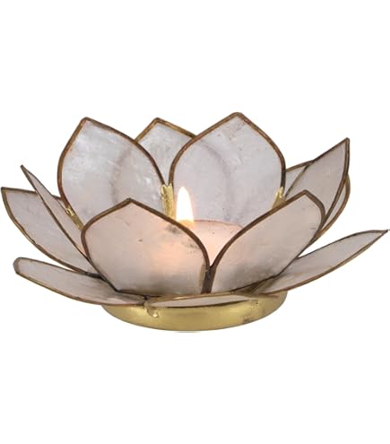 GURU SHOP Lotus Teelicht Muschel Rosa - Deko Windlicht Mit 35 Muschelscheiben