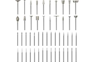 Rotary Tools Accessories Hakkin 50PCS Stone Carving Set with 1/8’ Shank Diamond Burr Bits Compatible with Dremel for Carving, Engraving, Grinding, Stone, Rocks, Jewelry, Glass, Ceramics