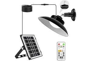 DAYTEE Lampy solarne do użytku wewnątrz i na zewnątrz, reflektor solarny LED, wodoszczelność IP65, kabel 5 m, lampa solarna z pilotem zdalnego sterowania, do ogrodu, na balkon, taras