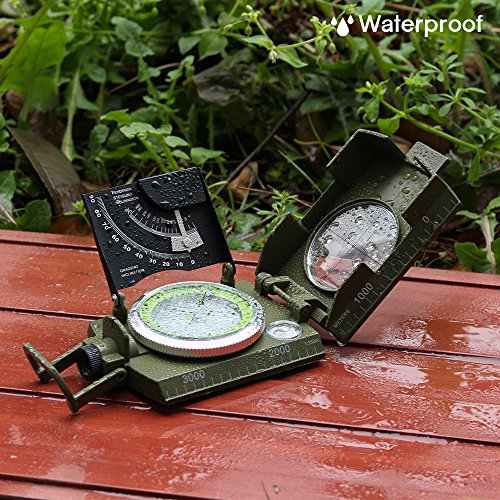 Kompass, professionelle Kompass Metall Tasche Größe Wasserdicht 50mm Zifferblatt Kompass Multifunktions Kompass mit Inklinometer Pouch Lanyard für Reisen Camping Wandern - 3