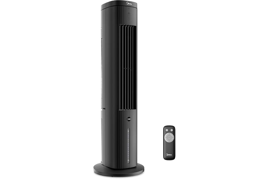 Midea MAC25JRB 5L 3-in-1 Portable Cooler with Remote Control, Water Cooled Air, 3 Speed and 75° Oscillation, 7H Timer, Low Noise - Efficient Cooling and Humidification, Black