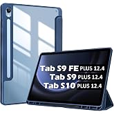 Samsung Galaxy Tab S9 FE Plus/S10 Plus/S9 Plus ile uyumlu Kılıf Grafiti Şeffaf Kalem B&ouml;lmeli X610-16-810-18 X820 Lacivert